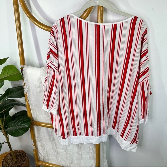 Karen By Simonsen Red and White Striped Blouse - Picture 8 of 8
